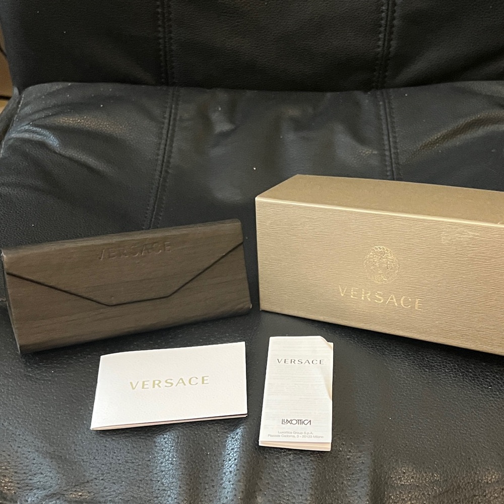 Versace Black and Gold Sunglasses Case Set